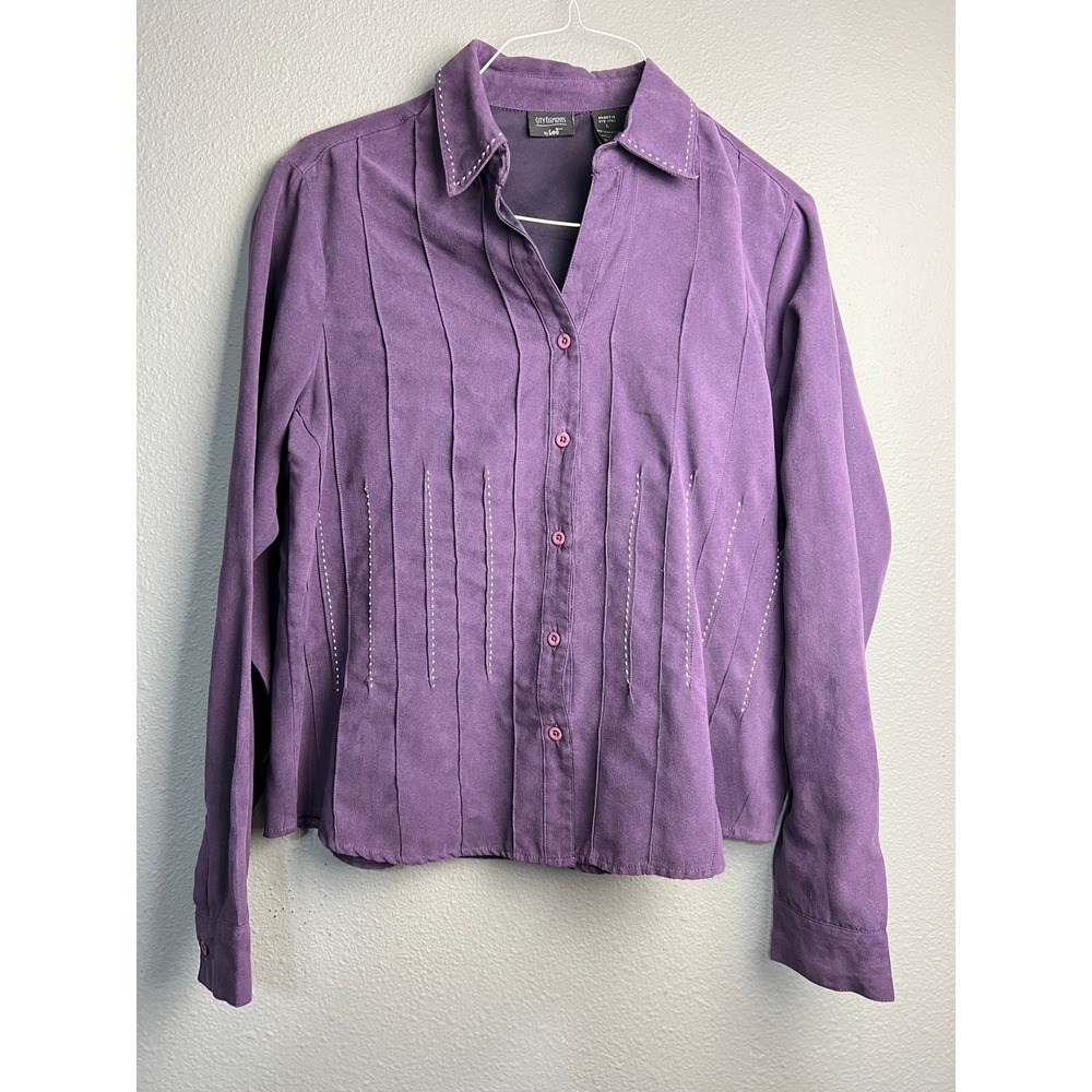 Purple Button-Front Women’s Top